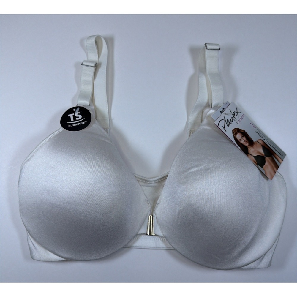 Playtex Secrets 4911 Sensationally Sleek Front Close Underwire Bra 34D White NEW